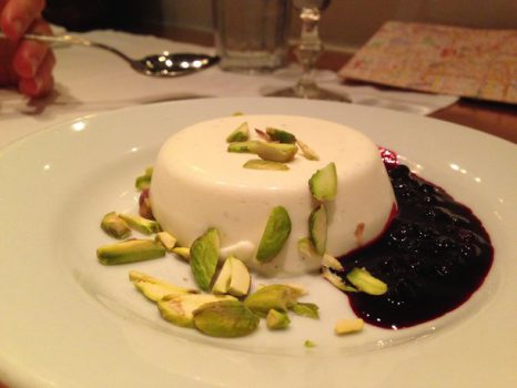 Zuni vanilla buttermilk pannacotta w/ huckleberries