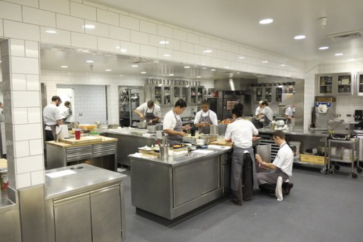 The restaurant kitchen at Meadowood
