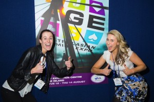 Annie Johnson (Left) and Katherine Johnson when they were told that they had won the Las Vegas Prize at AGE 2013