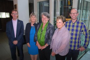 L to R, The team behind AUT’s new Master of Gastronomy:  John Kelly, Head of Department, Culinary Arts; Ineke Kranenburg, AUT Governance; Linda O’Neill, Head of School; Christine Hall, programme leader, Gastronomy, and senior lecturer, Lindsay Neill. 