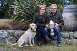 Phyll and Clive Paton with faithful labrador Rata.