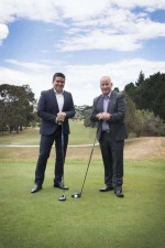 Choice Hotels Marketing Manager Matt Taylor and NZ Golf CEO Dean Murphy on the green.