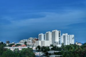 A shot looking north at the Boca Raton beachfront and its miles of tall condominiums.